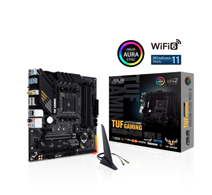 ASUS TUF GAMING B550M-PLUS WIFI II | Socket AM4 | AMD B550 | 4xDDR4 | Micro-ATX | Moederbord