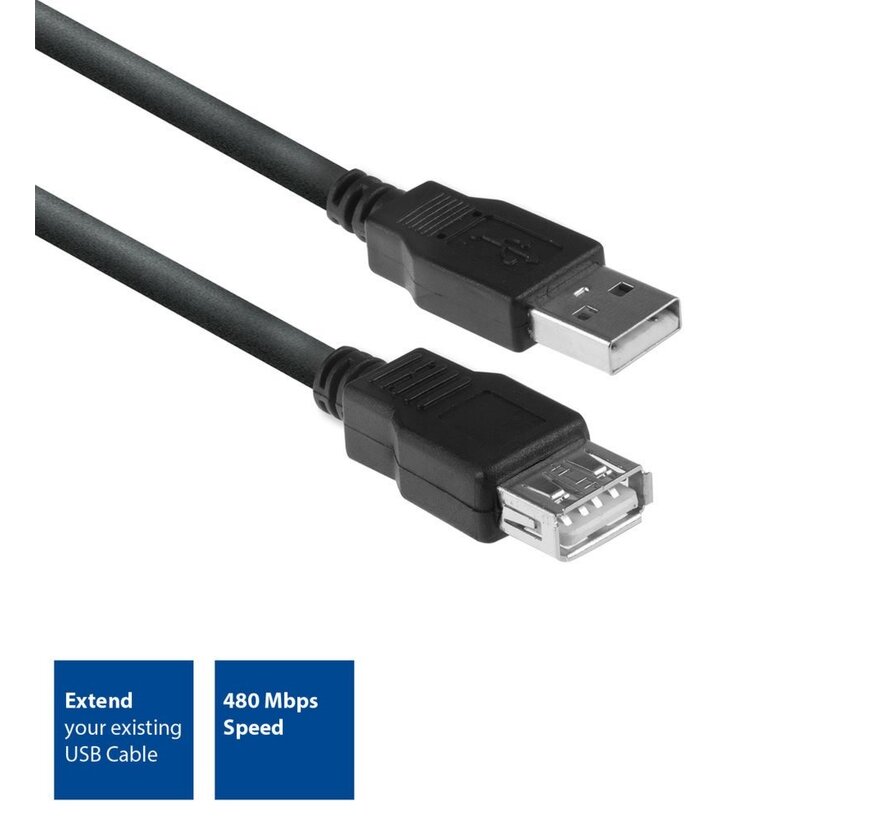 AC3040 USB-kabel 1,8 m USB 2.0 USB A Zwart
