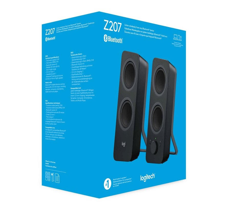 Z207 | 2.0 Bluetooth Luidsprekerset | 5W RMS | Draadloze Overgang | Zwart