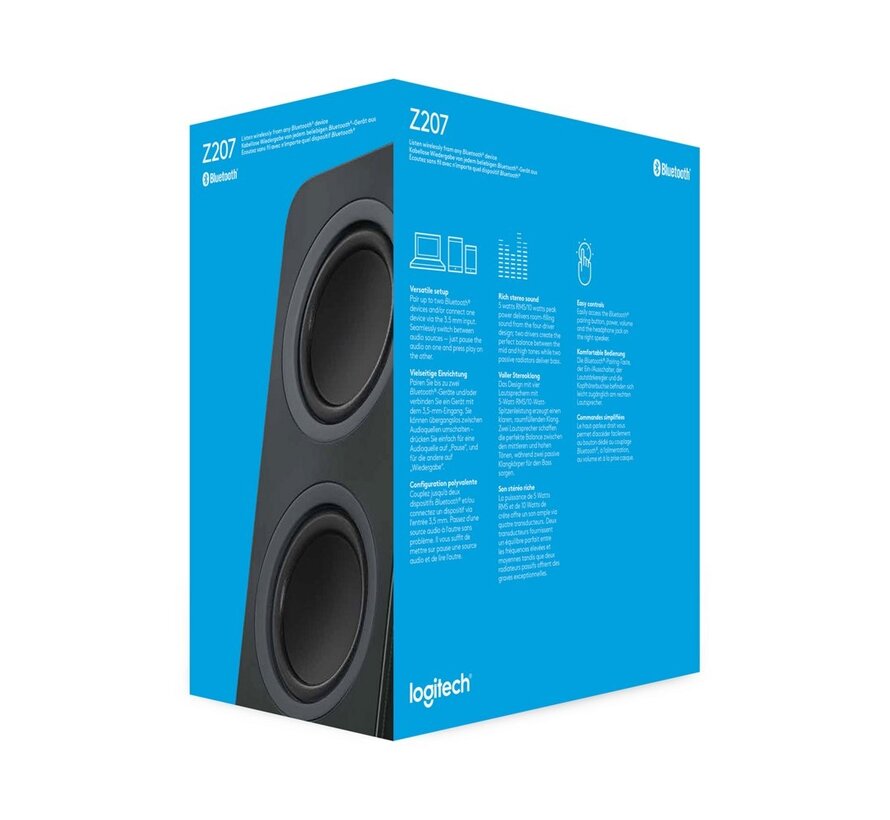 Z207 | 2.0 Bluetooth Luidsprekerset | 5W RMS | Draadloze Overgang | Zwart