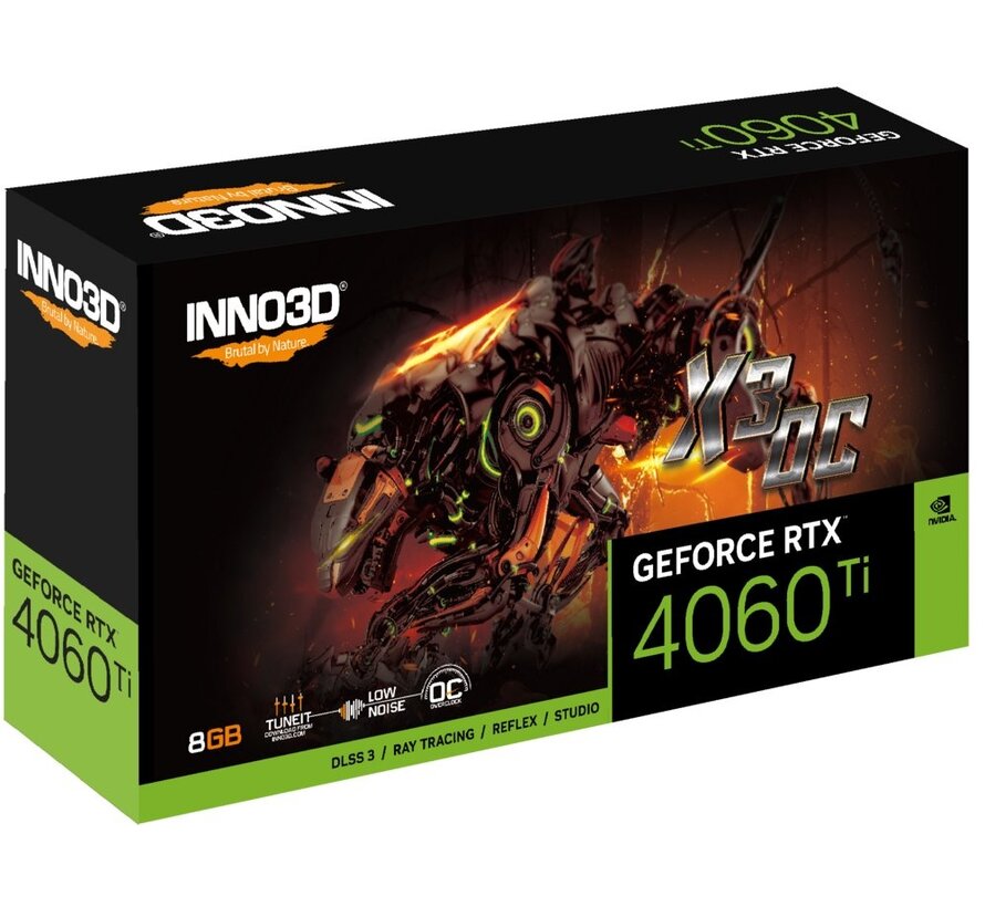 GeForce RTX 4060 Ti X3 OC | 8GB GDDR6 VRAM | Videokaart | GPU | Nvidia
