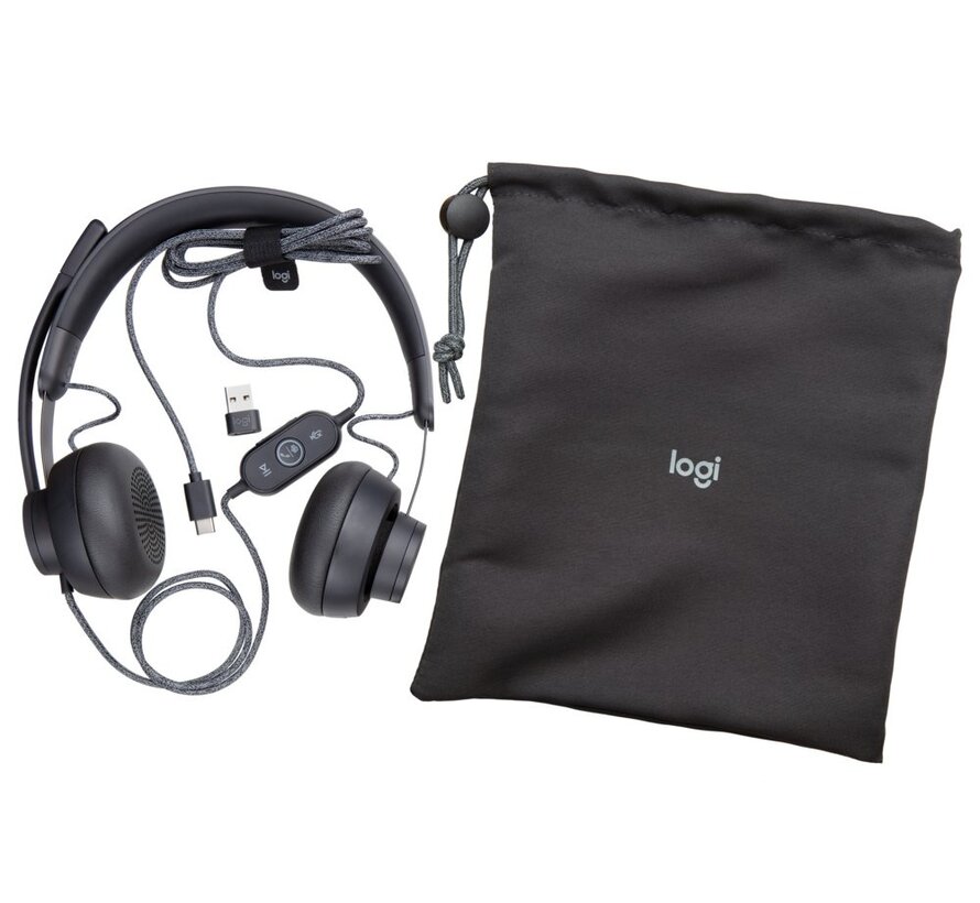 Zone | Bedrade On-ear Headset | USB-C & USB-A | Grafiet