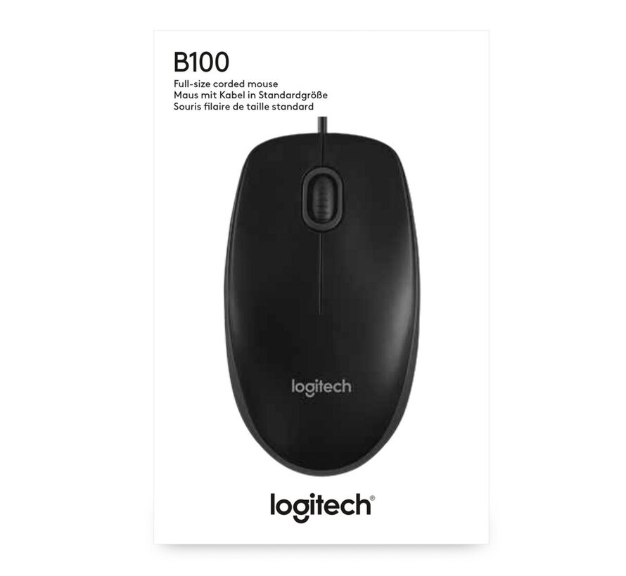 B100 | Ambidextrous Bedrade Muis | USB-A | 800 DPI | Zwart