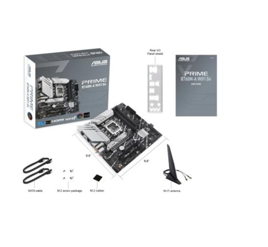 ASUS PRIME B760M-A WIFI D4 | Socket LGA 1700 | Intel B760 | 4xDDR4 | Micro-ATX | Moederbord