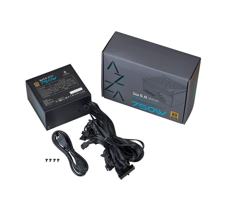 AZZA PSAZ-750G | 750W Gold ATX 3.0 PSU | Modulair | Power Supply | Voeding