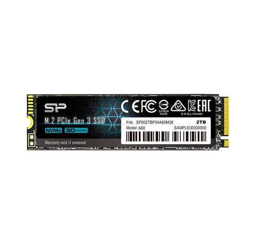 Silicon Power A60 | 2TB NVMe SSD | M.2 Gen3 | 2.200MB/s Lezen | 1.600MB/s Schrijven