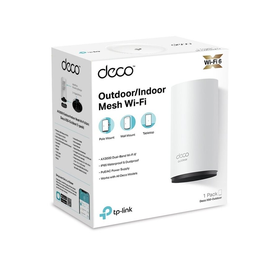Deco X50-Outdoor (1-pack) | Dual-band WiFi 6 Mesh Router | Gigabit Ethernet | AX3000