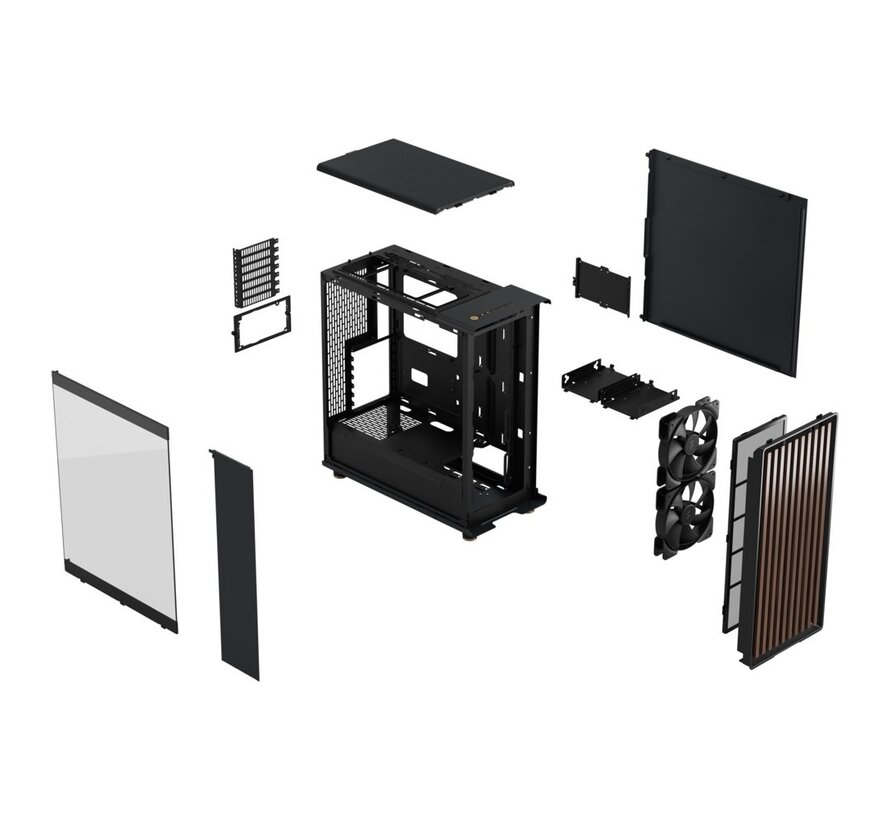North TG Clear Charcoal | Midi Tower Case | Zwart
