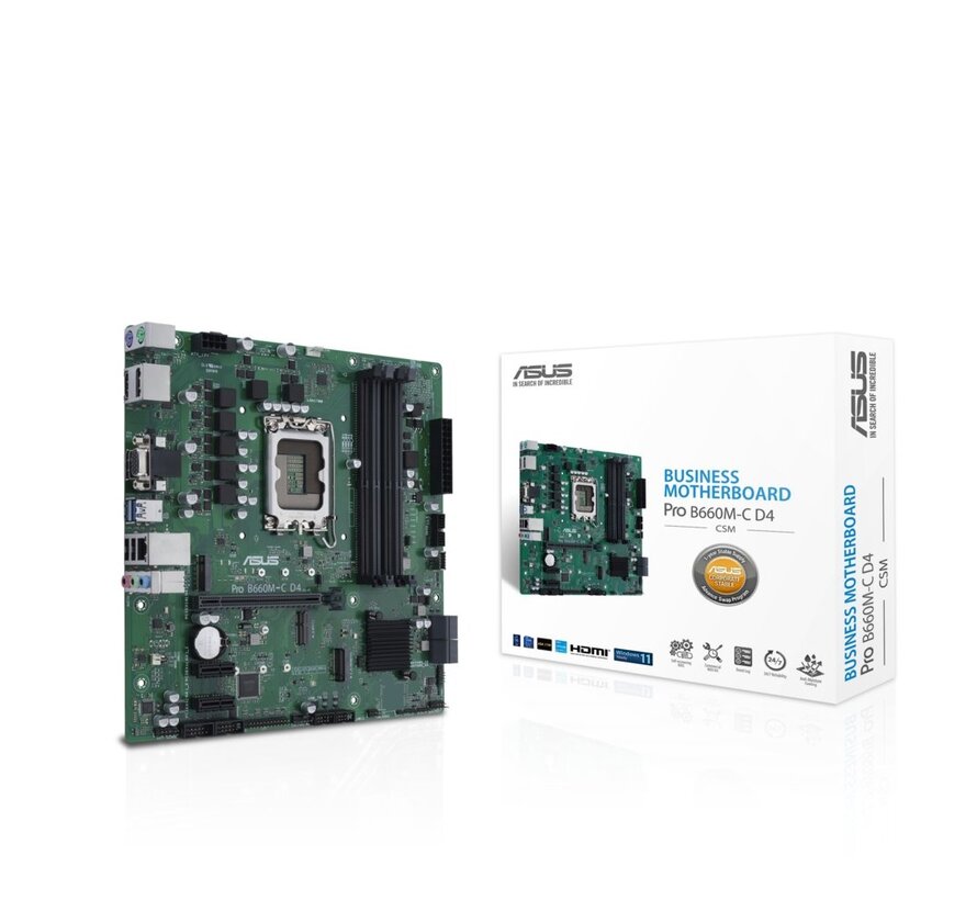 ASUS PRO B660M-C D4-CSM | Socket LGA 1700 | Intel B660 | 4xDDR4 | Micro-ATX | Moederbord