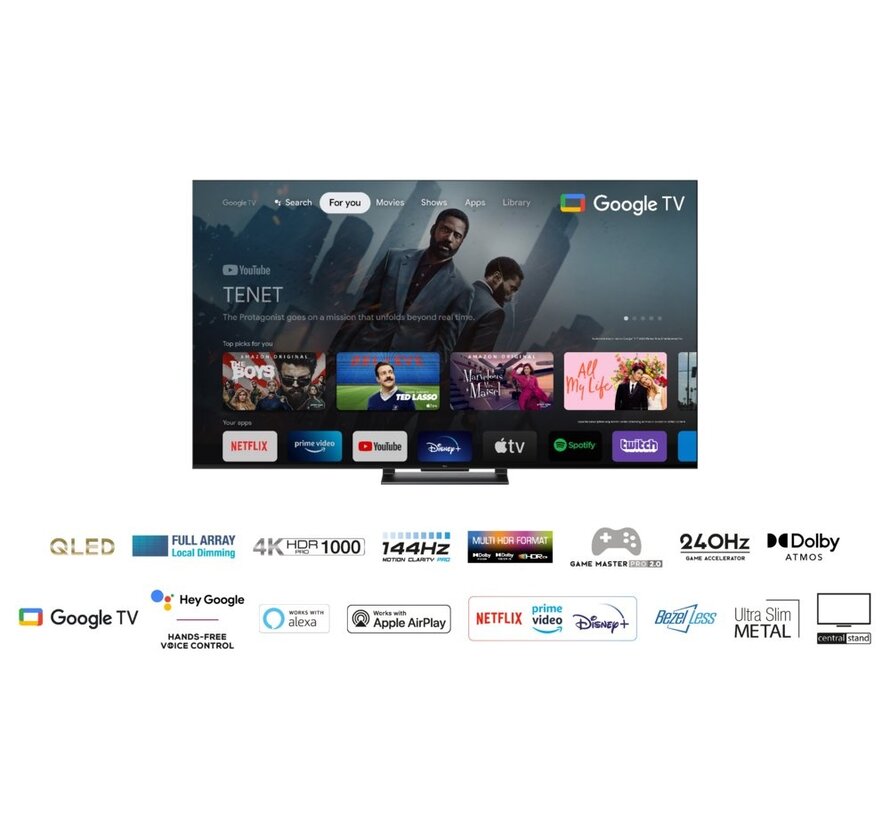 C74 | 65'' Ultra HD 4K | QLED Smart TV | Wifi | Google TV | Local Dimming | Dolby Vision | 144Hz