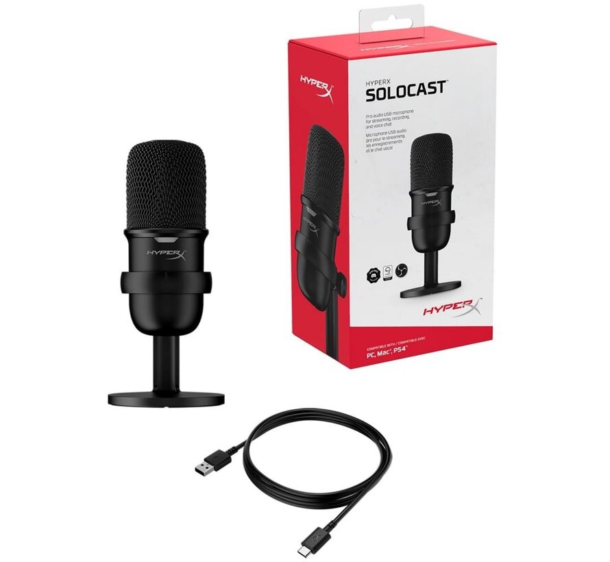 SoloCast | USB Condensator Gaming Microfoon | 24-bit/96kHz | Tap-to-Mute | Cardioïde | Zwart