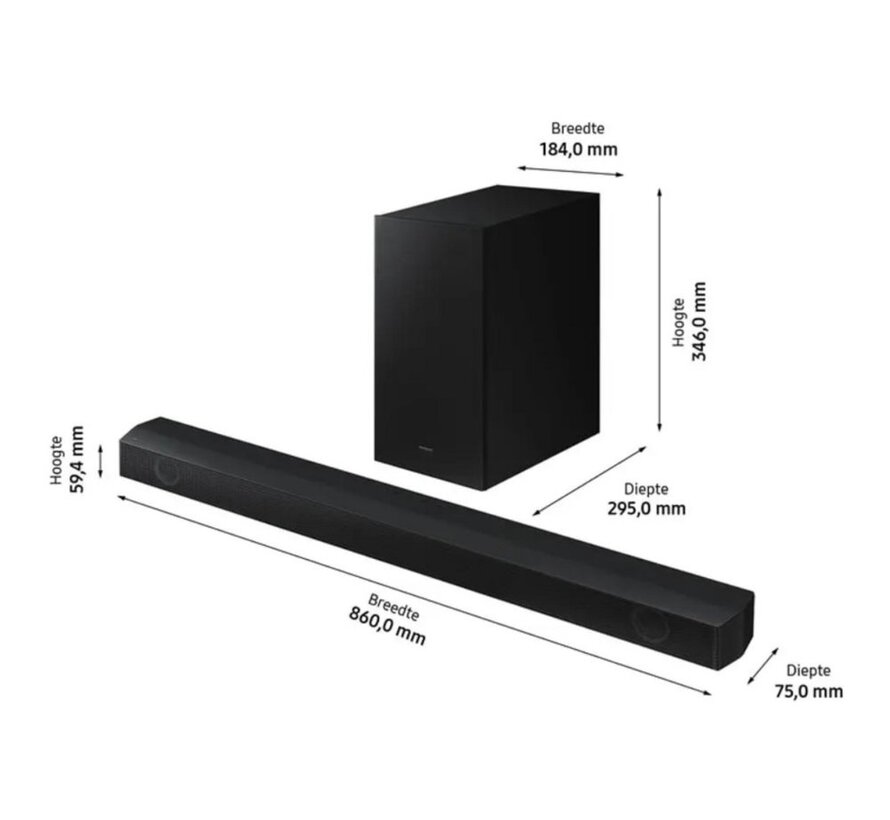HW-B530/XN | Soundbar | 2.1 Kanalen | 360W | DTS Virtual:X | Dolby Digital | Zwart