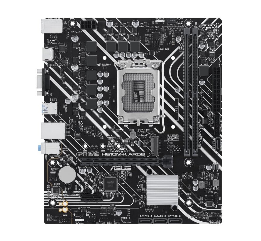 ASUS PRIME H610M-K ARGB | Socket LGA 1700 | Intel B760 | 2xDDR5 | Micro-ATX | Moederbord