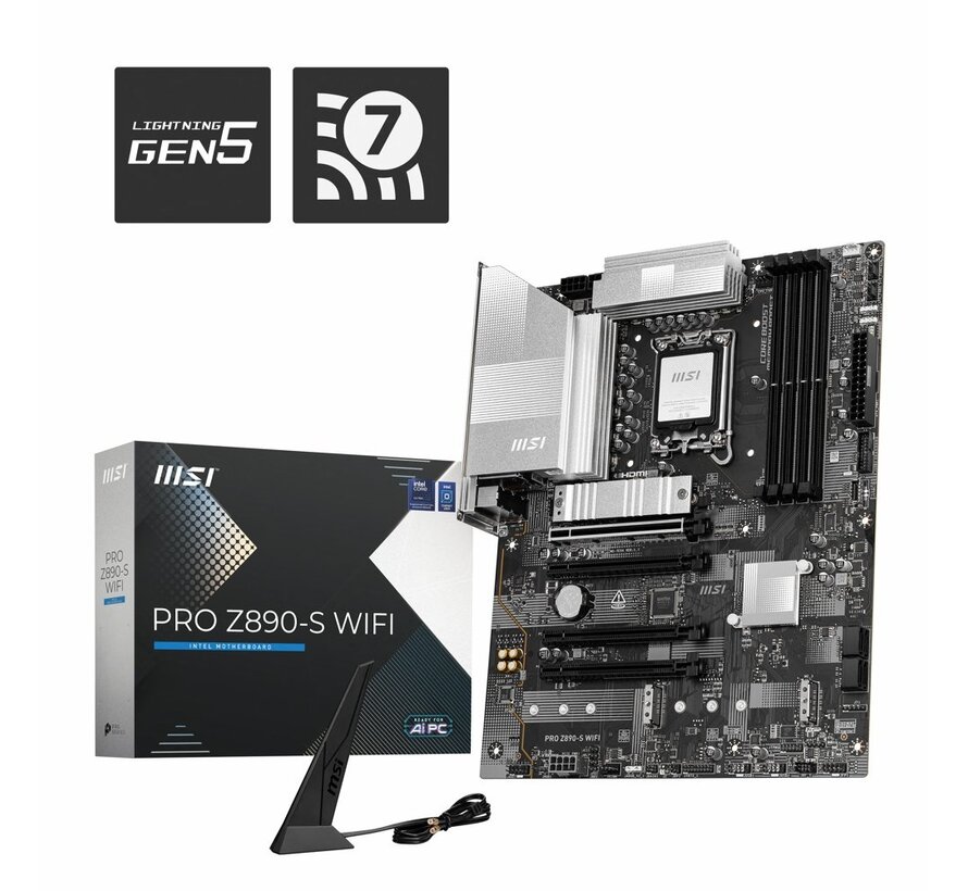 PRO Z890-S WIFI | Socket LGA 1851 | Intel Z890 | 4xDDR5 | ATX | Moederbord