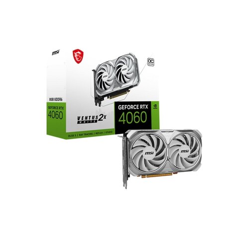 MSI GeForce RTX 4060 VENTUS 2X WHITE OC | 8GB GDDR6 VRAM | Videokaart | GPU | Nvidia