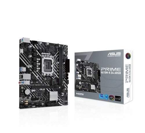 Asus ASUS PRIME H610M-K D4 ARGB | Socket LGA 1700 | Intel H610 | 2xDDR4 | Micro-ATX | Moederbord