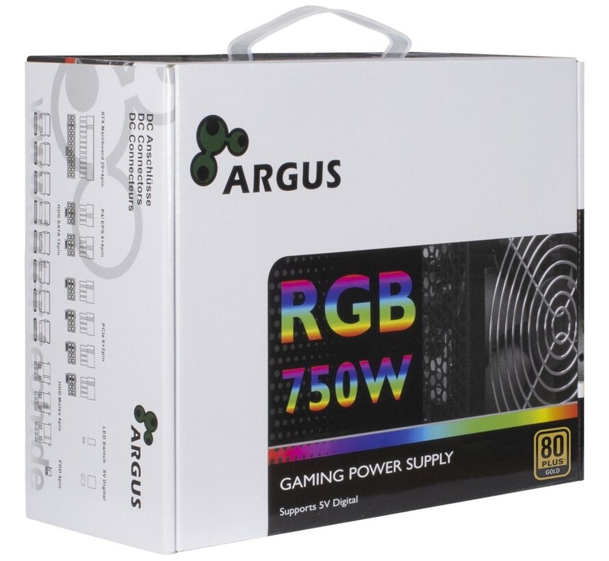 Argus RGB-750W CM II | 750 Watt Gold ATX PSU | Deels Modulair | Power Supply | Voeding