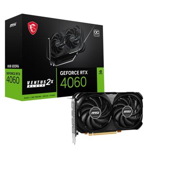MSI GeForce RTX 4060 Ventus 2X Black OC | 8GB GDDR6 VRAM | Videokaart | GPU | Nvidia