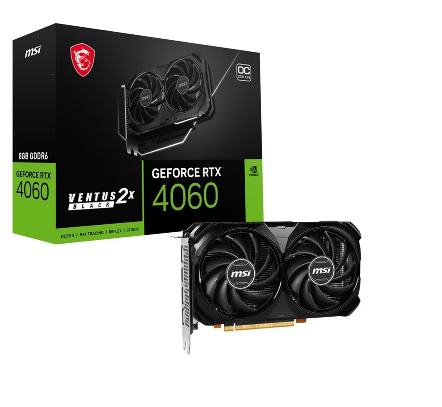 GeForce RTX 4060 Ventus 2X Black OC | 8GB GDDR6 VRAM | Videokaart | GPU | Nvidia