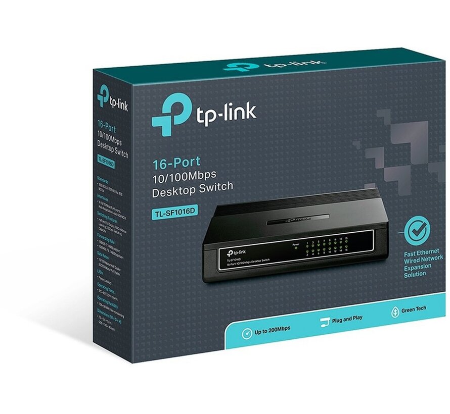 TP-LINK TL-SF1016DS | Netwerk-switch | Fast Ethernet (10/100) | 16 poorten