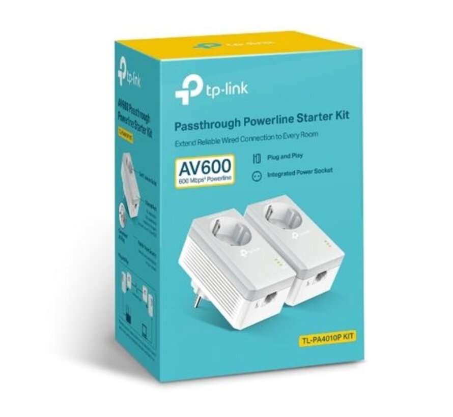 TL-PA4010P KIT V5 | Powerline Adapter Set | 600 Mbps | Fast Ethernet | Met Stopcontact | Wit | HomePlug AV