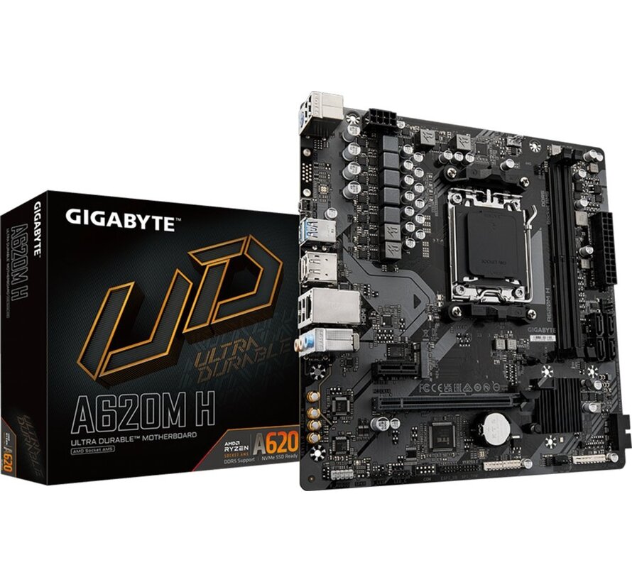 GIGABYTE A620M H | Socket AM5 | AMD A620 | 2xDDR5 | Micro-ATX | Moederbord
