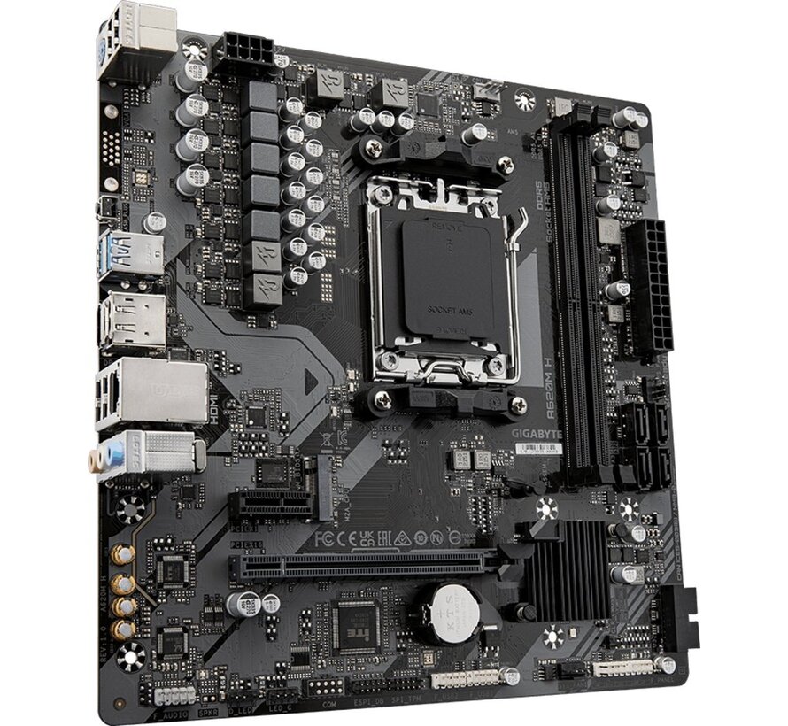 GIGABYTE A620M H | Socket AM5 | AMD A620 | 2xDDR5 | Micro-ATX | Moederbord
