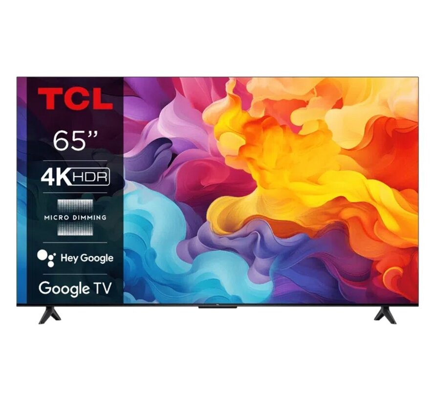 65V6B 65" | 4K Ultra HD LED Smart TV | Google TV + Wifi | HDR10 voor Levendige Beelden | Elegant Design | 50Hz