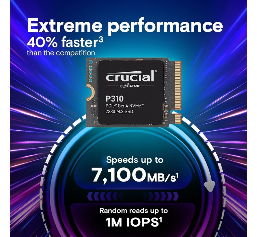 P310 | 1TB NVMe SSD | M.2 30mm | Gen4 | 7.100MB/s Lezen | 6.000MB/s Schrijven