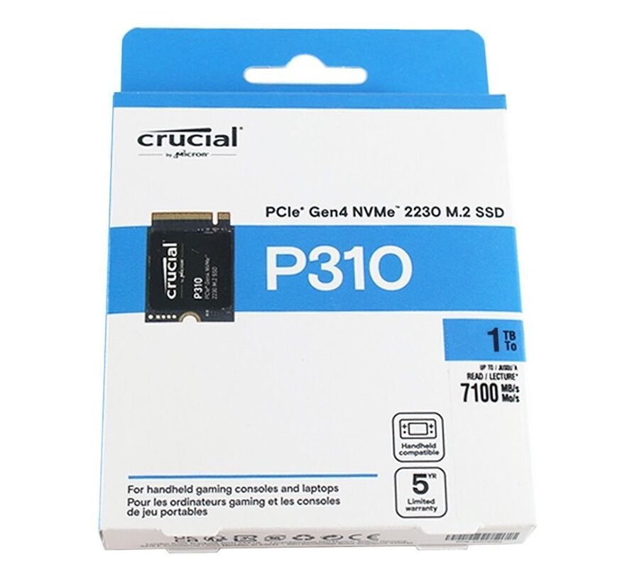 P310 | 1TB NVMe SSD | M.2 30mm | Gen4 | 7.100MB/s Lezen | 6.000MB/s Schrijven