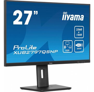 Iiyama iiyama ProLite XUB2797QSNP-B1 27'' | 2560x1440 QHD IPS | 100Hz | USB-C Dock | KVM Switch | 1ms | Monitor