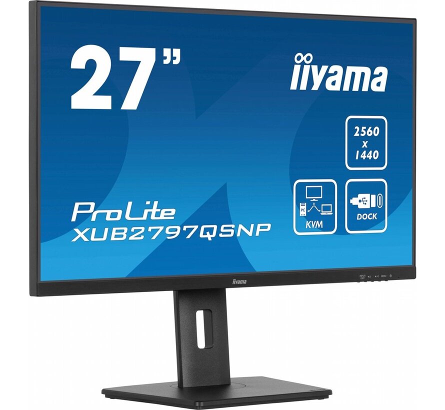 iiyama ProLite XUB2797QSNP-B1 27'' | 2560x1440 QHD IPS | 100Hz | USB-C Dock | KVM Switch | 1ms | Monitor