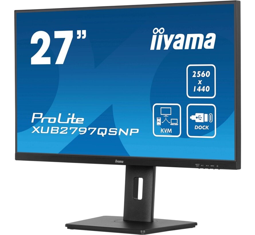 iiyama ProLite XUB2797QSNP-B1 27'' | 2560x1440 QHD IPS | 100Hz | USB-C Dock | KVM Switch | 1ms | Monitor