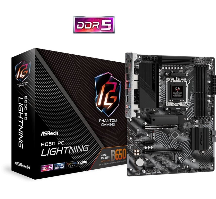 B650 PG Lightning | Socket AM5 | AMD B650 | 4xDDR5 | ATX | Moederbord | RENEWED (refurbished)