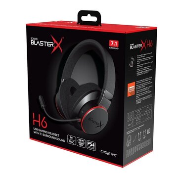 Creative Labs Creative Sound BlasterX H6 | Bedrade Over-ear Gaming Headset | USB-A & 3.5mm | Zwart & RGB