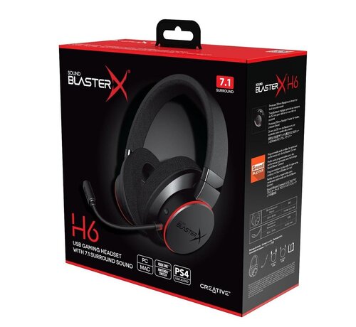 Creative Labs Creative Sound BlasterX H6 | Bedrade Over-ear Gaming Headset | USB-A & 3.5mm | Zwart & RGB
