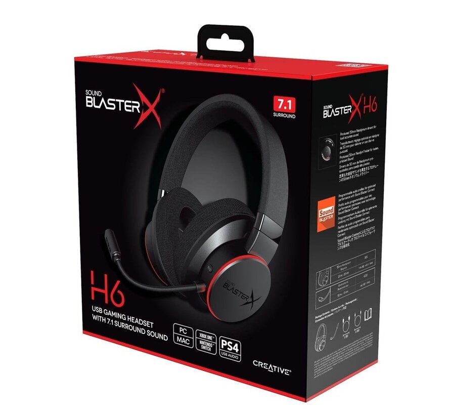 Creative Sound BlasterX H6 | Bedrade Over-ear Gaming Headset | USB-A & 3.5mm | Zwart & RGB