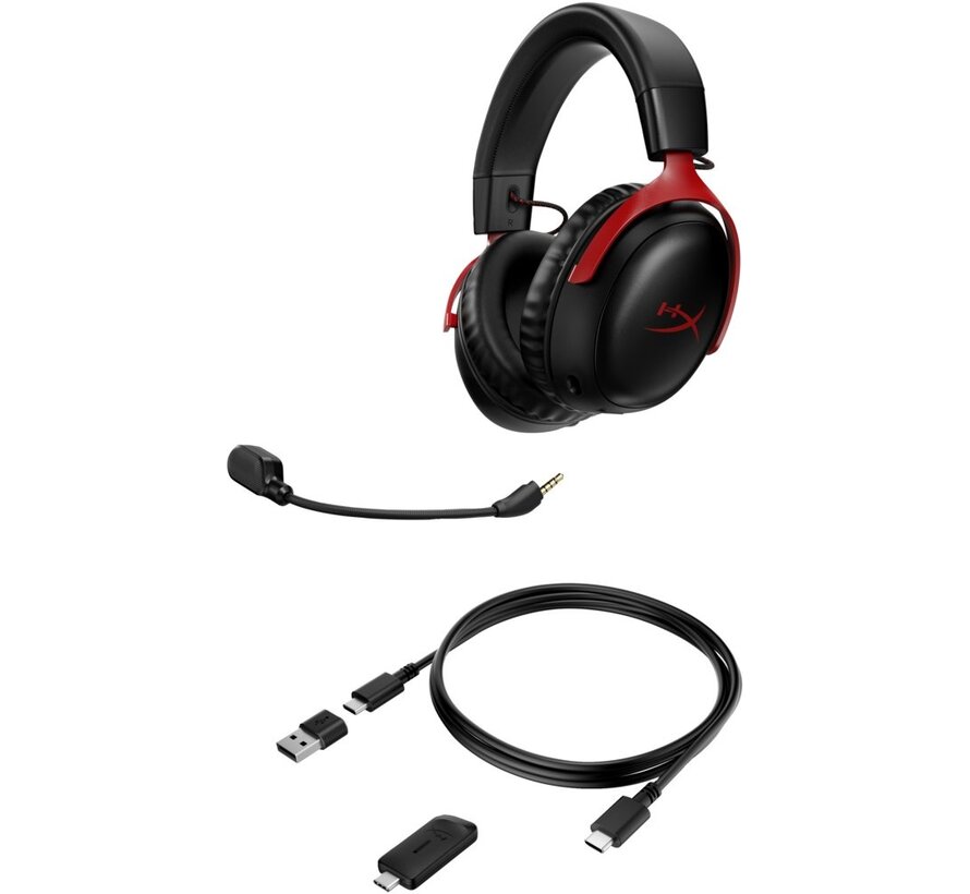 Cloud III | Draadloze Over-ear Gaming Headset | USB-A & USB-C Receiver | Zwart/Rood