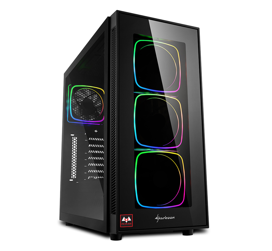 Pcman Game PC Shark Intel- i5-12400F - Nvidia RTX 4060 - 16 GB geheugen - 480 GB SSD - Windows 11 Pro