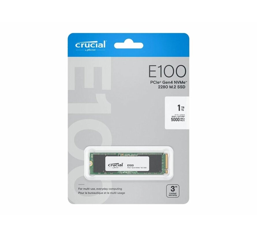 E100 | 1TB NVMe SSD | M.2 Gen4 | 5.000MB/s Lezen | 4.500MB/s Schrijven