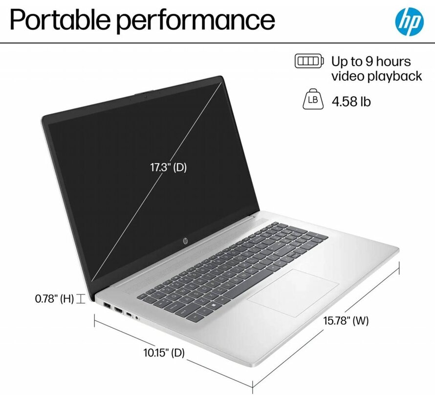 HP 17-cp3005dx | 17.3" Full HD IPS | AMD Ryzen 5 7430U | 16GB RAM | 512GB SSD | Windows 11 Home