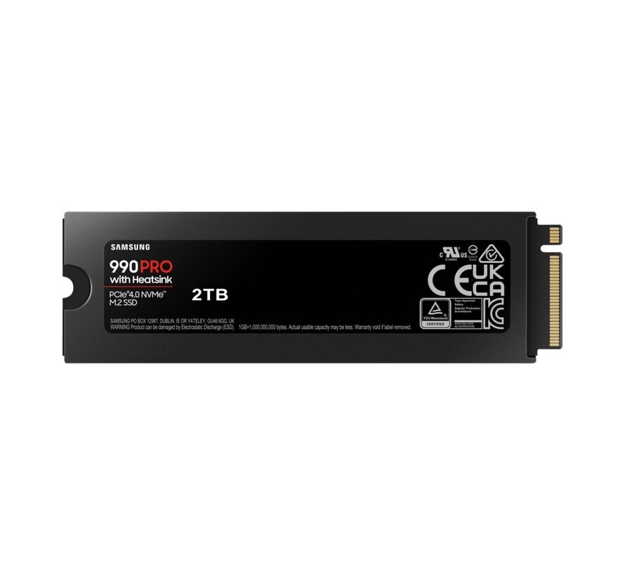 990 PRO | 2TB NVMe SSD | M.2 | Gen4 | 7.450MB/s Lezen | 6.900MB/s Schrijven | Heatsink