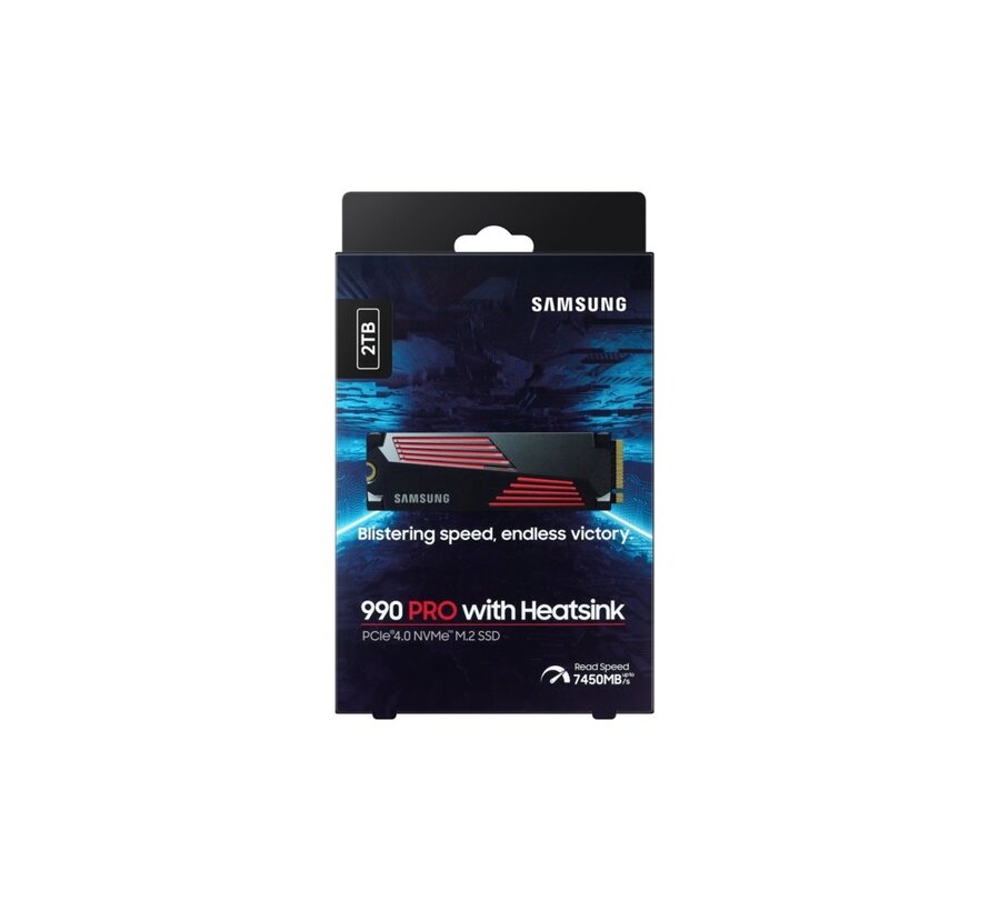 990 PRO | 2TB NVMe SSD | M.2 | Gen4 | 7.450MB/s Lezen | 6.900MB/s Schrijven | Heatsink