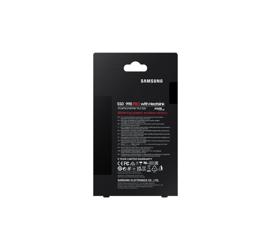 990 PRO | 2TB NVMe SSD | M.2 | Gen4 | 7.450MB/s Lezen | 6.900MB/s Schrijven | Heatsink