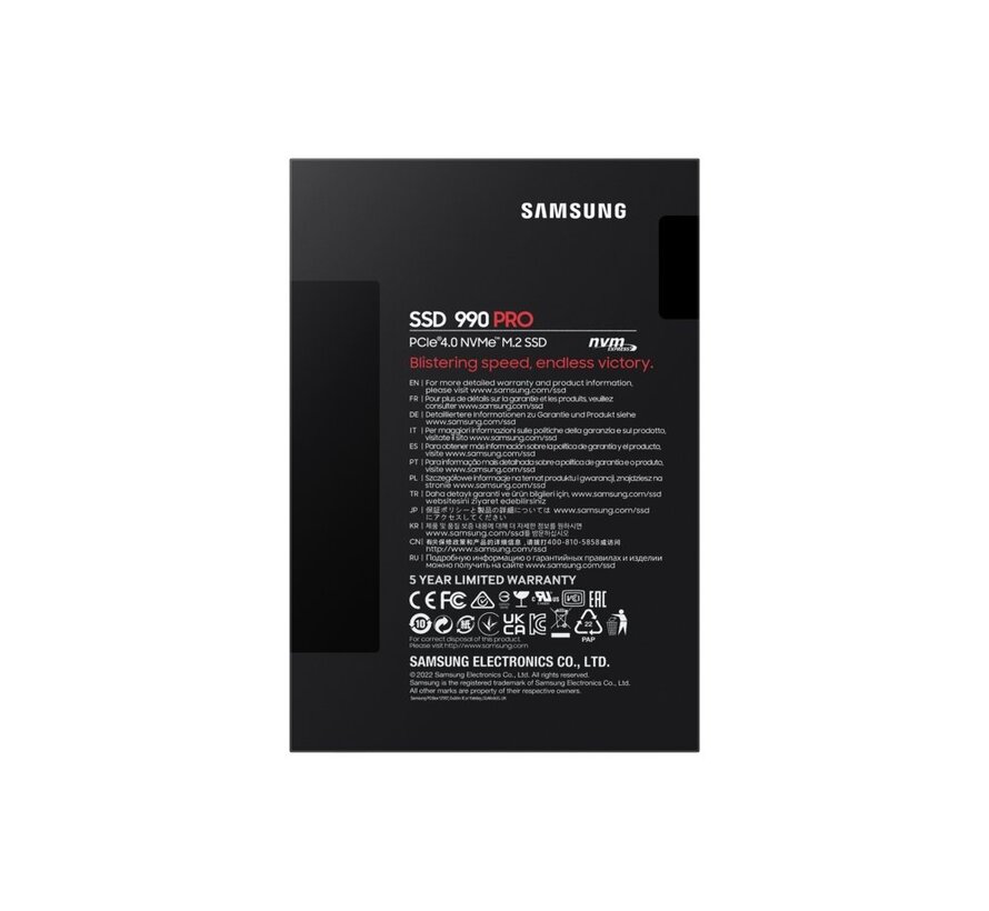 990 PRO | 4TB NVMe SSD | M.2 Gen4 | 7.450MB/s Lezen | 6.900MB/s Schrijven