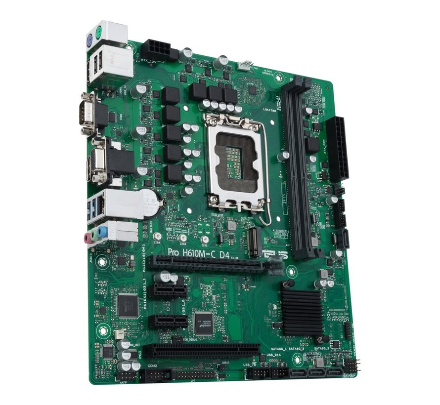 ASUS PRO H610M-C D4-CSM | Socket LGA 1700 | Intel H610 | 2xDDR4 | Micro-ATX | Moederbord