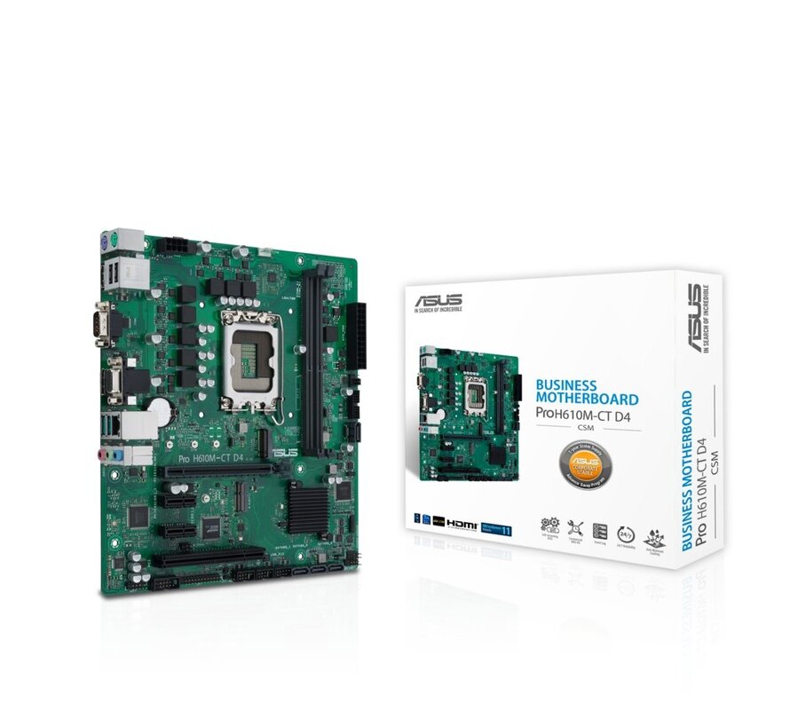 ASUS PRO H610M-C D4-CSM | Socket LGA 1700 | Intel H610 | 2xDDR4 | Micro-ATX | Moederbord