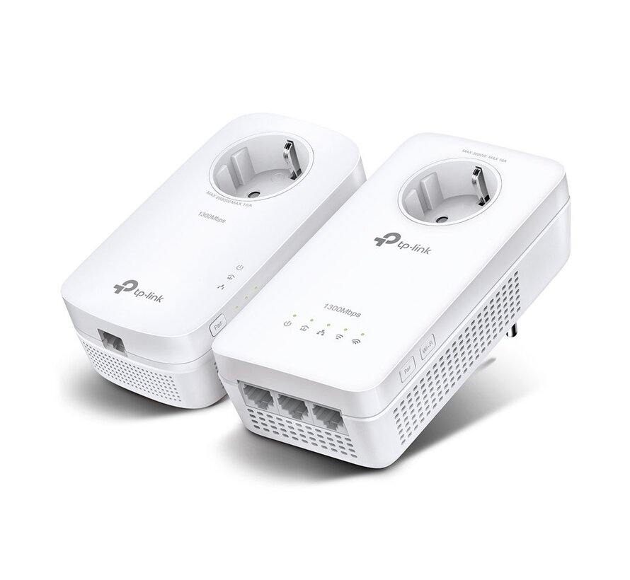 TL-WPA8631P KIT | AV1300 Powerline Adapter Set | 1300 Mbps | Gigabit Ethernet | Wi-Fi AC1200 | Met Stopcontact | Wit