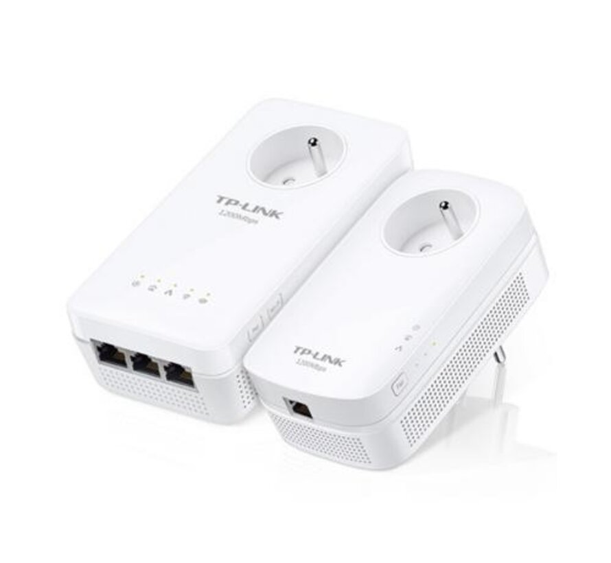 TL-WPA8631P KIT | AV1300 Powerline Adapter Set | 1300 Mbps | Gigabit Ethernet | Wi-Fi AC1200 | Met Stopcontact | Wit