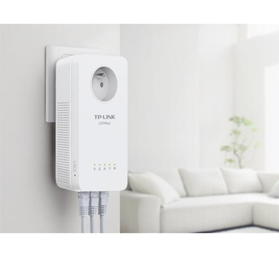 TL-WPA8631P KIT | AV1300 Powerline Adapter Set | 1300 Mbps | Gigabit Ethernet | Wi-Fi AC1200 | Met Stopcontact | Wit